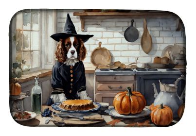 Cavalier Spaniel Fall Kitchen Pumpkins Dish Drying Mat Absorbent Dish Drying Mat Pad for Kitchen Counter Dish Drainer Mat for Countertop, 14 x 21