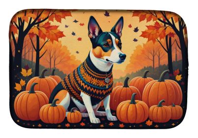 Basenji Fall Dish Drying Mat Absorbent Dish Drying Mat Pad for Kitchen Counter Dish Drainer Mat for Countertop, 14 x 21", Multicolor