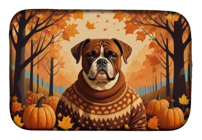 Boxer Fall Dish Drying Mat Absorbent Dish Drying Mat Pad for Kitchen Counter Dish Drainer Mat for Countertop, 14 x 21", Multicolor