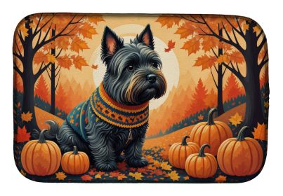 Scottish Terrier Fall Dish Drying Mat Absorbent Dish Drying Mat Pad for Kitchen Counter Dish Drainer Mat for Countertop, 14 x 21", Multicolor