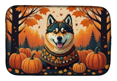 Akita Fall Dish Drying Mat Absorbent Dish Drying Mat Pad for Kitchen Counter Dish Drainer Mat for Countertop, 14 x 21", Multicolor