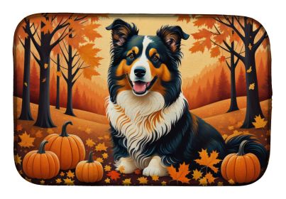 Collie Fall Dish Drying Mat Absorbent Dish Drying Mat Pad for Kitchen Counter Dish Drainer Mat for Countertop, 14 x 21", Multicolor
