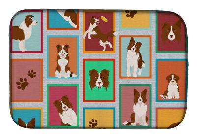 Lots of Red Border Collie Dish Drying Mat Absorbent Dish Drying Mat Pad for Kitchen Counter Dish Drainer Mat for Countertop, 14 x 21", Multicolor