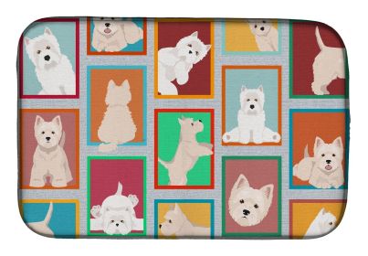 Lots of Westie Dish Drying Mat Absorbent Dish Drying Mat Pad for Kitchen Counter Dish Drainer Mat for Countertop, 14 x 21", Multicolor